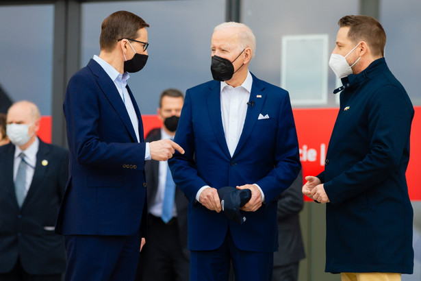 Mateusz Morawiecki, Joe Biden i Rafał Trzaskowski