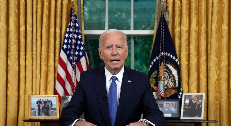 President Joe Biden defended his record, but said that the fight for democracy was too important for him to continue to seek reelection.Evan Vucci-Pool/Getty Images