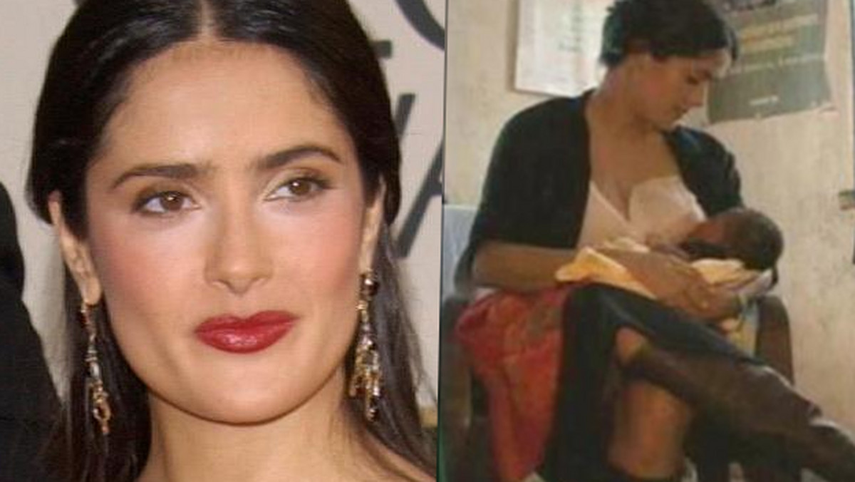 Salma Hayek nakarmiła obce dziecko własną piersią. Archiwalne nagranie obiegło sieć