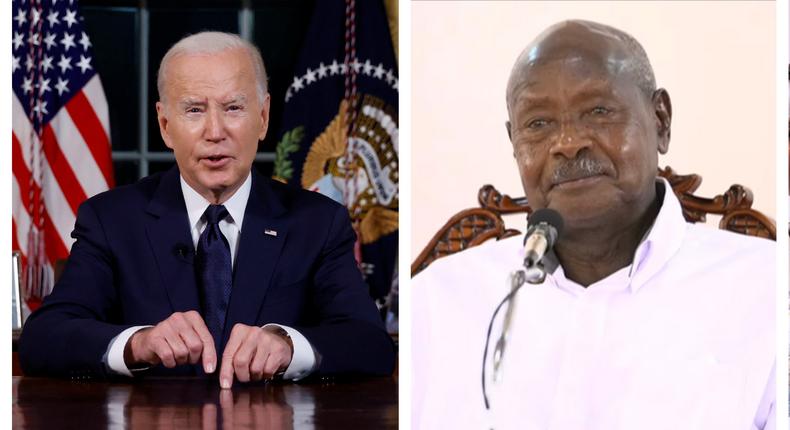 Presidents Joe Biden and Yoweri Museveni