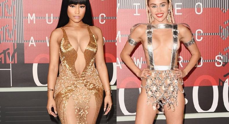 Nicki Minaj and Miley Cyrus at 2015 MTV VMAs