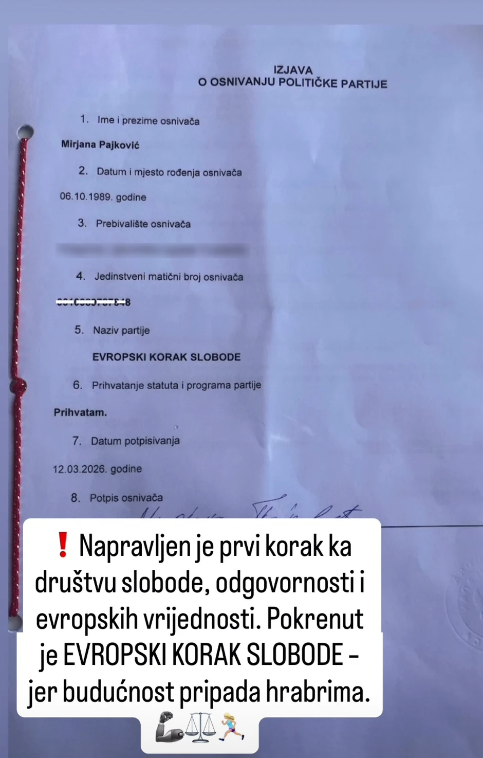 Mirjana Pajković osniva stranku