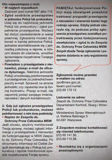 Ulotka - Ministerstwo Spraw Wewnętrznych i Administracji/reportracism.pl