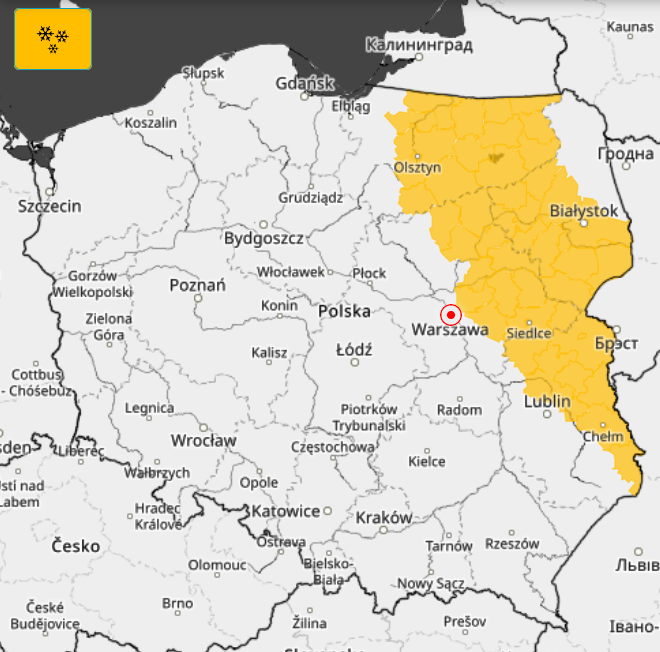 Śnieżyca dotknie cztery województwa wschodniej Polski