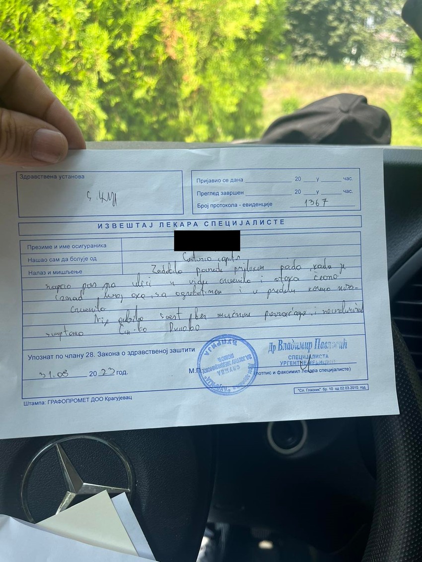 izveštaj lekara