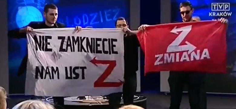 Działacze partii Zmiana zakłócili program "Młodzież kontra". "Jeżeli chcecie tymi szmatami coś umyć..."