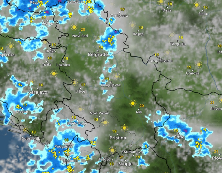 Kretanje nevremena u 19 časova