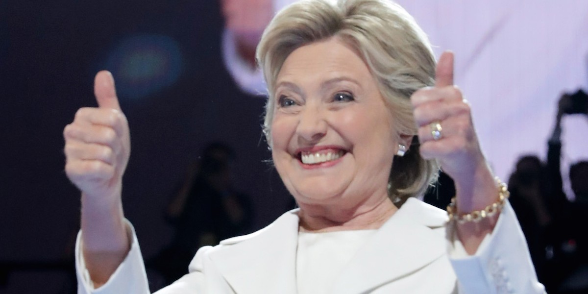 Hillary Clinton speaks at the Democratic National Convention.