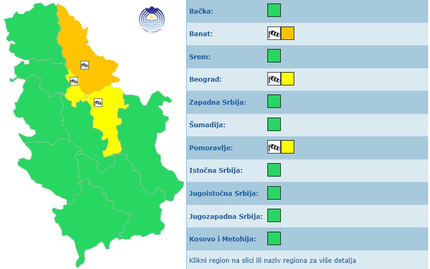 Meteoalarm za nedelju