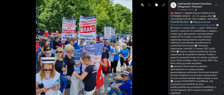 Pielęgniarki protestują przed Sejmem. "Patrzymy posłom na ręce"