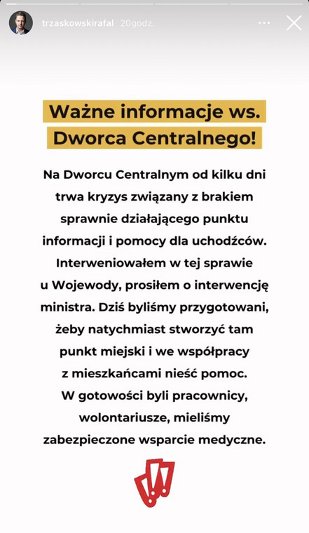 InstaStory Rafała Trzaskowskiego