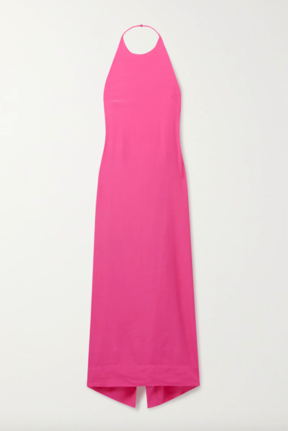 Robe dos nu mi-longue en georgette rose, Three Graces London pour environ CHF 486 via Net-a-porter.