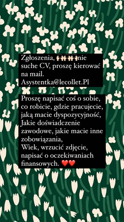 Wpis Mai Bohosiewicz z ofertą pracy wywołał wiele kontrowersji