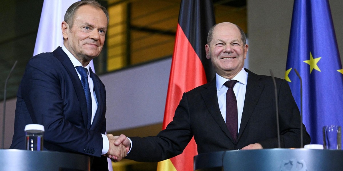 Donald Tusk i Olaf Scholz. 