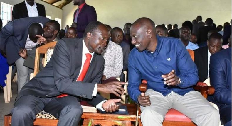 Deputy President William Ruto with Migori Governor Okoth Obado in Migori on Monday