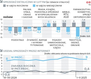 Sprzedaż detaliczna w lutym (w cenach stałych)
