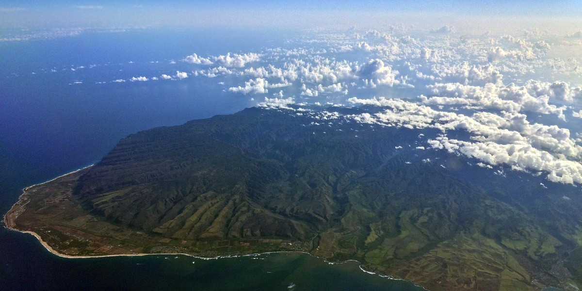 Wyspa Kauai widziana z powietrza