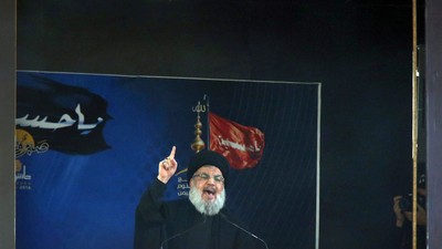 Hezbollah leader Hassan Nasrallah.Hussein Malla / AP Images