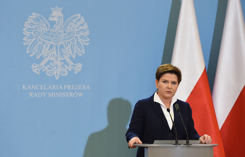 Premier Beata Szydło podczas konferencji prasowej w KPRM.