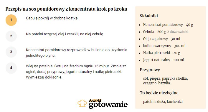 Przepis na sos pomidorowy z koncentratu