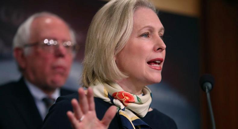 New York Sen. Kirsten Gillibrand speaks at a press conference on Capitol Hill.