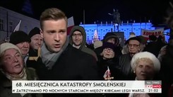 Dziennikarz TVP Info poturbowany na miesięcznicy smoleńskiej. 'Wyrwali mi słuchawkę, wypchnęli' [WIDEO]