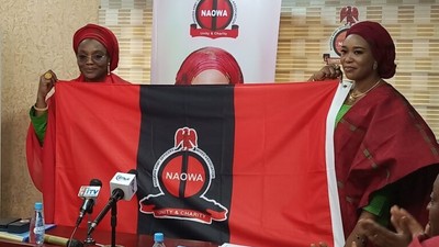 23rd President of the Nigerian Army Officers Wives Association (NAOWA), Mrs Maria Lagbaja takes over from Mrs Salamatu Yahaya in Abuja on Thursday (22/6/23).