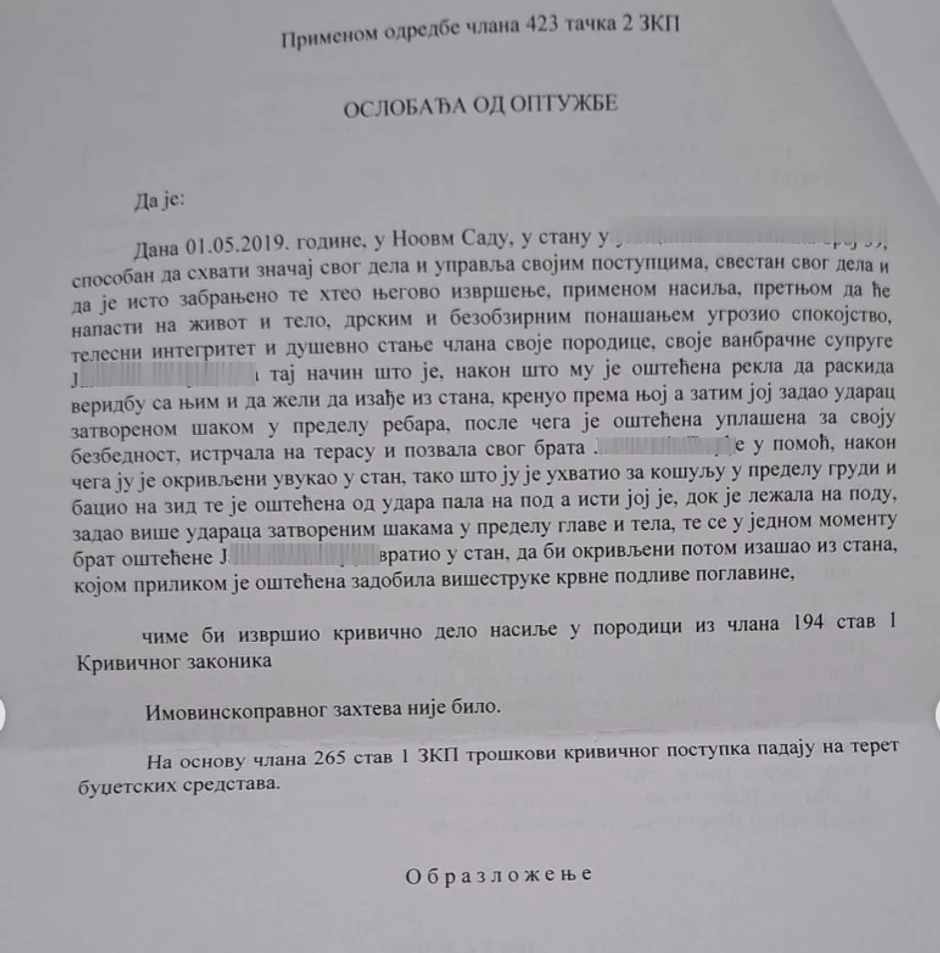 Sloba Vasić oslobođen za nasilje u porodici