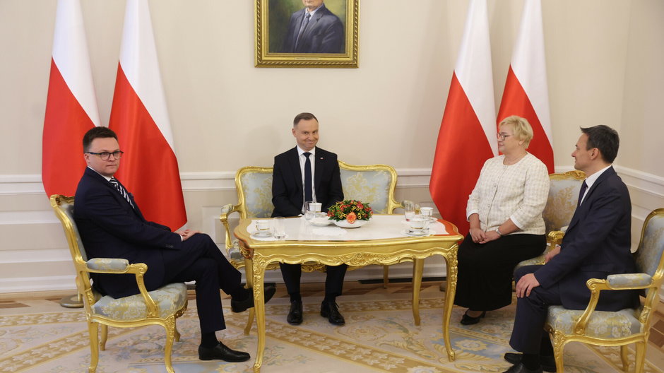 Spotkanie prezydenta Andrzeja Dudy z Marszałkiem Sejmu Szymonem Hołownią