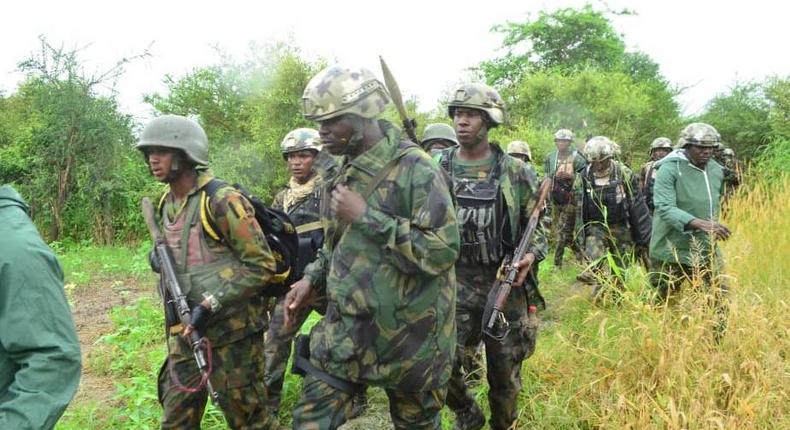 Troops kill 5 terrorists, rescue 7 kidnapped victims in Borno. [Twitter/@SaharaReporters]