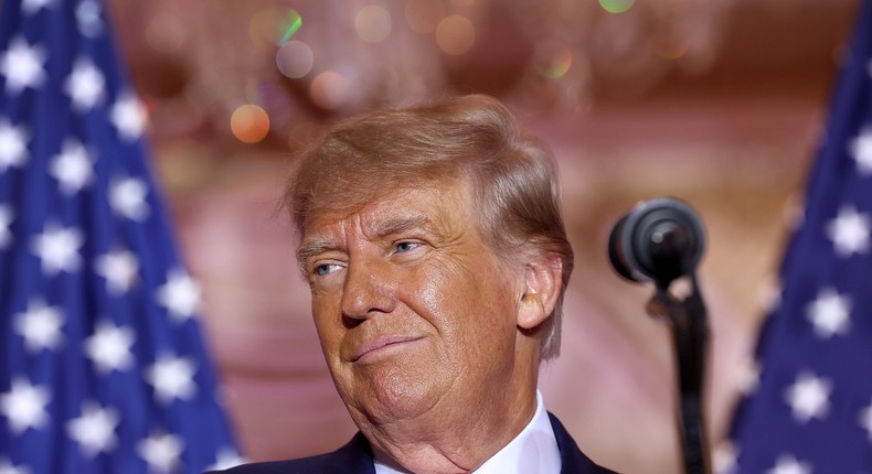 Former President Donald Trump speaks during an event at his Mar-a-Lago home on November 15, 2022 in Palm Beach, FloridaJoe Raedle/Getty Images