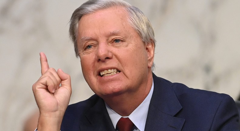 US Republican Senator Lindsey Graham questions Judge Ketanji Brown Jackson on March 23, 2022.