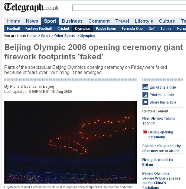 Chińczycy oszukiwali na otwarciu olimpiady