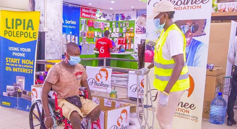 Akothee comes to the rescue of homeless man after donating a wheelchair to him (Photos)
