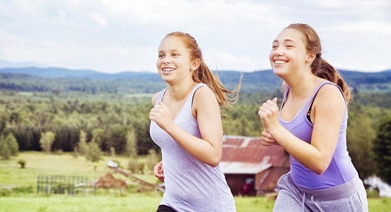 Healthy teens working out