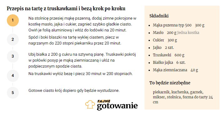 Przepis na tartę z truskawkami i bezą