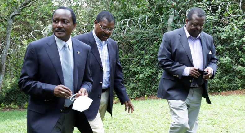 Wiper party leader Kalonzo Musyoka, Ford-Kenya party leader Moses Wetangula and ANC party leader Musalia Mudavadi