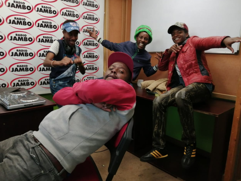 Radio Jambo presenters Mbusii and Lion Dey in studio