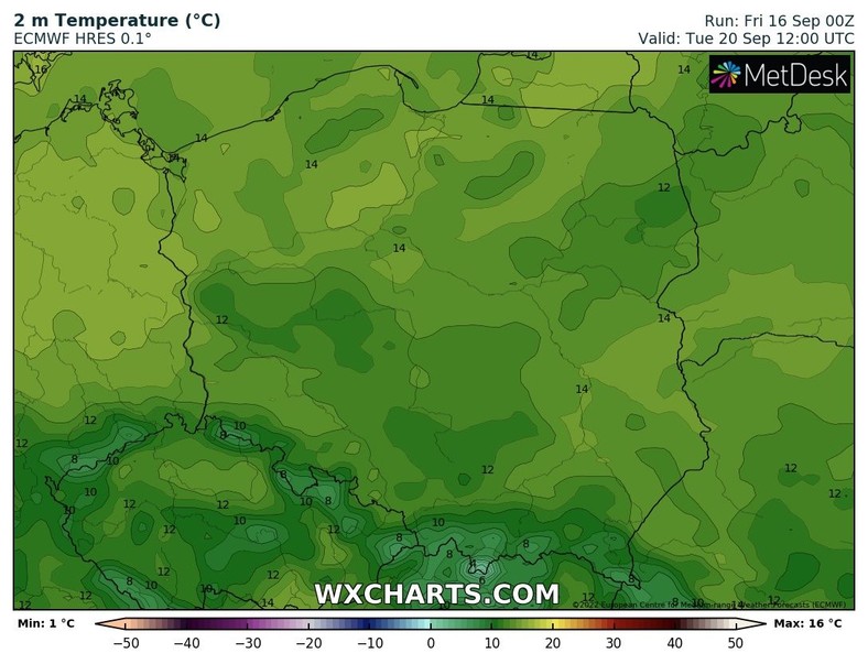 Temperatura będzie utrzymywać się grubo poniżej 20 st. C