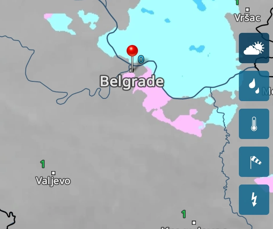 Radar trenutno beleži snežne padavine i u peak oko 13 sati