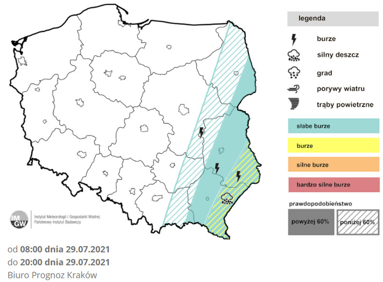 Prognoza burz na czwartek