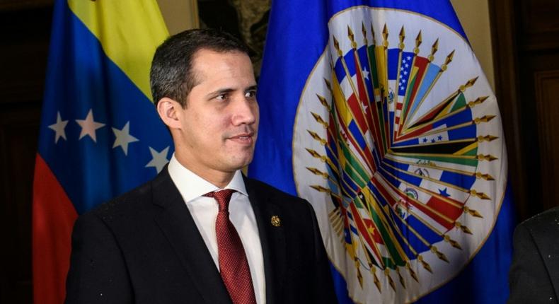 Venezuela opposition leader Juan Guaido, who is considered interim president by some 60 countries, visits the Organization of American States in Washington on February 6