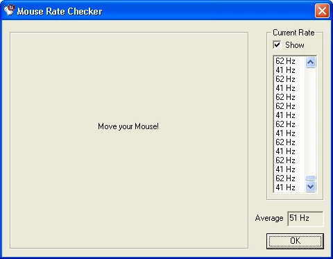 Mouse Rate Checker - Logitech Cordless MouseMan Optical