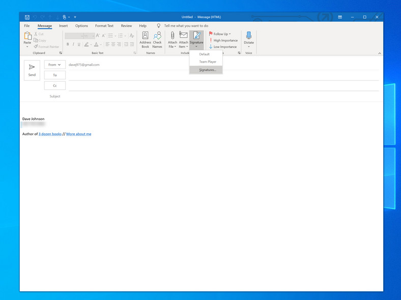 How to change signature in Outlook 1