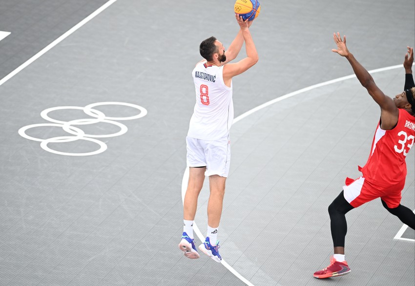 Detalj sa meča, basket OI, Srbija 3x3 - Japan 3x3 