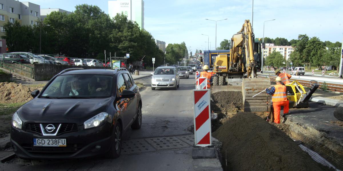 Korki na morenie przez zwężenie do jednego pasa