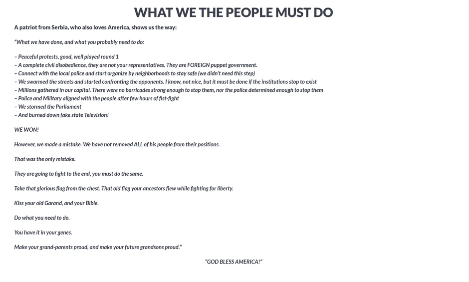 Poziv pripadnicima "Oath Keepers" da protestuju u Vašingtonu, sa savetima dr Savića za efikasnu revoluciju