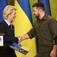 Szefowa Komisji Europejskiej Ursula von der Leyen i prezydent Ukrainy Wołodymyr Zełenski podczas kwietniowego spotkania w Kijowie