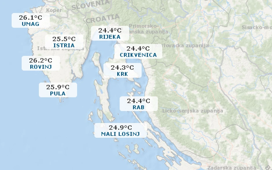 Hrvatska - temperatura mora