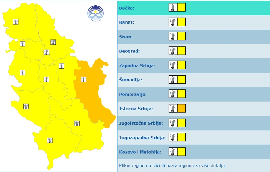 Meteoalarm za 24. jun
